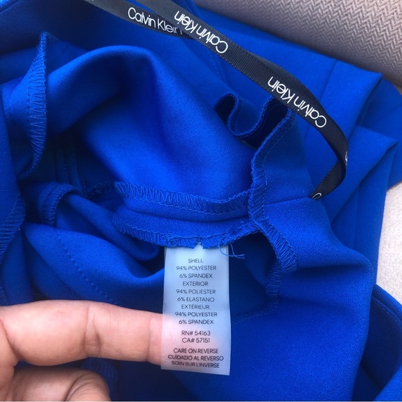 Calvin Klein Sleeveless V neck Pockets Belted Wide Leg Jumpsuit Royal Blue 4 - Picture 12 of 13